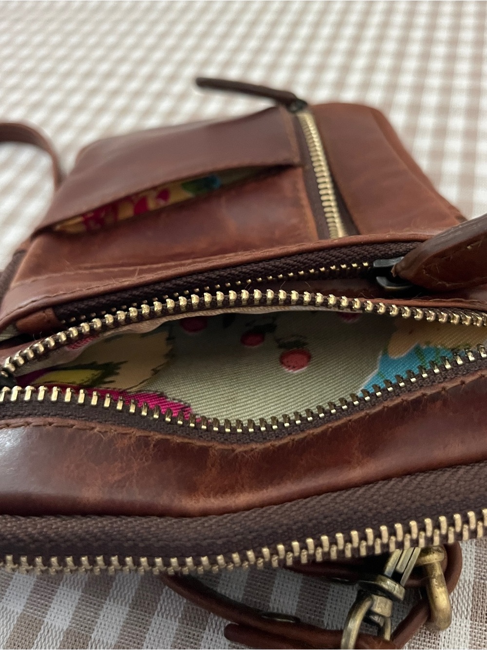 The Leather UK Small Brown Leather Crossbody with Brass Hardware, Melody Bag - Picture 9 of 9
